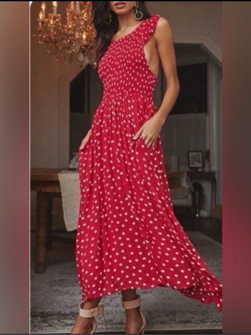 Free People Red Polka Dot  Maxi Dress